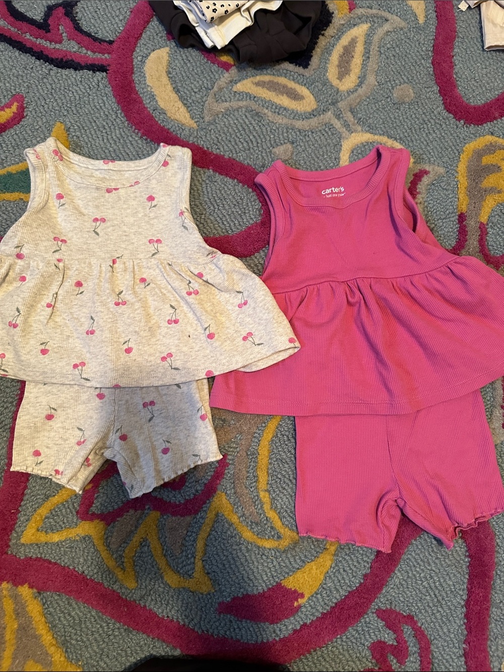 Carter's Toddler Girls Pink and Heather Gray Matching Tank Sets
